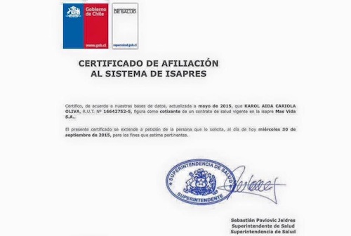 certificado isapre