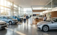 Cliente analizando diferentes modelos en una de las mejores concesionarias multimarcas en Uruguay para comprar su auto nuevo.