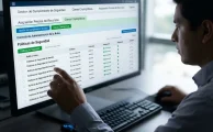 Director de tecnología configurando los protocolos de seguridad web y cifrado de datos en una consola cloud en español.