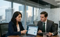 Profesionales de firmas de servicios profesionales en una sesión de consultoría corporativa.
