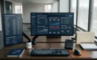 Plataforma de automatización contable inteligente mostrando conciliación bancaria y libros digitales en tiempo real.